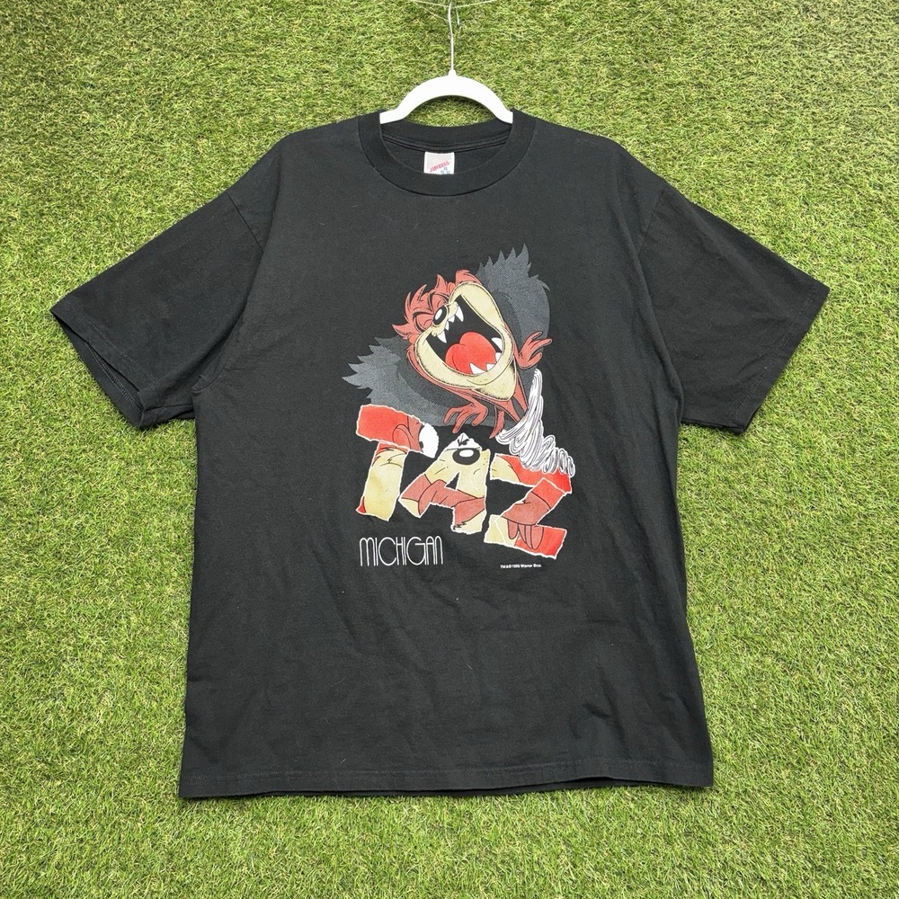 Vintage Michigan Wolverines Taz Shirt Mens XL Looney Tunes Tee Single Stitch 90s